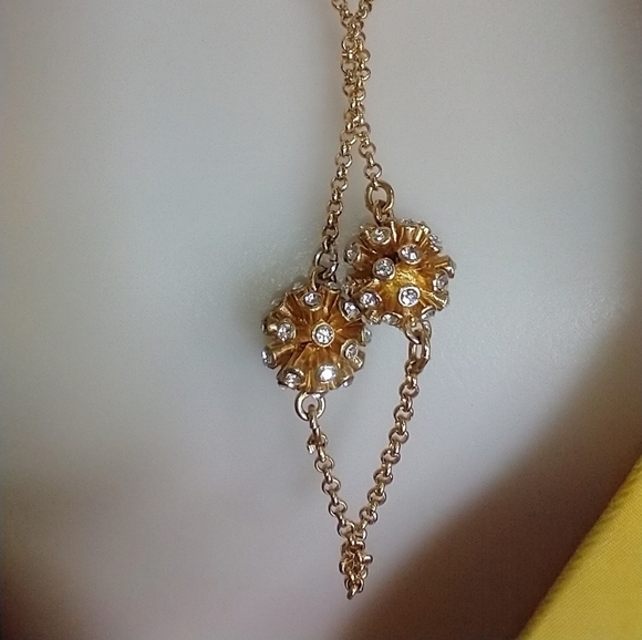 ANN TAYLOR GOLD RHINESTONE BAUBLE NECKLACE - Picture 8 of 10